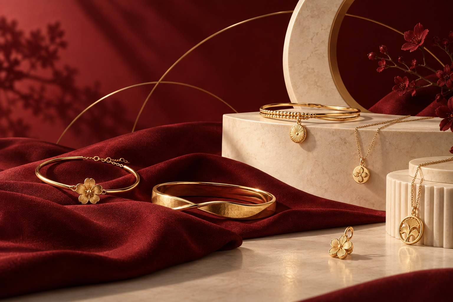 Everyday gold accessories and layered bracelets